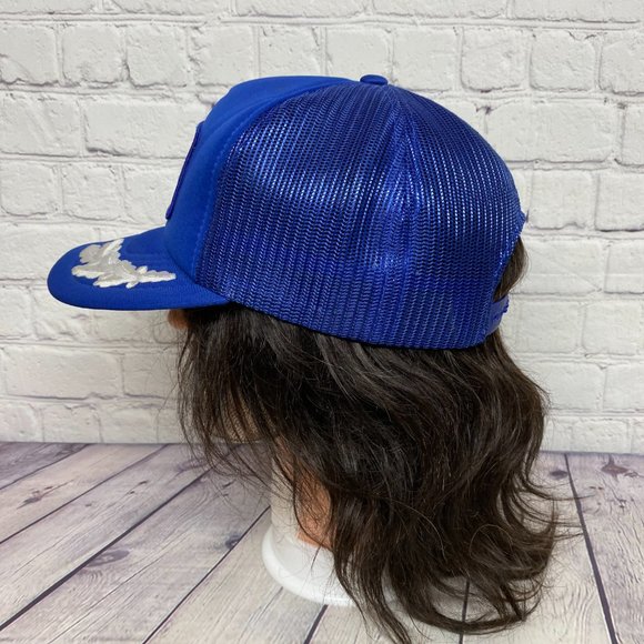 Vintage Trucker Hat Mesh Leaf Blue CANTERRA Embroidered Logo Patch One Size All - Picture 2 of 11